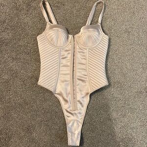 House of CB Tan Ribbed Bustier Bodysuit
